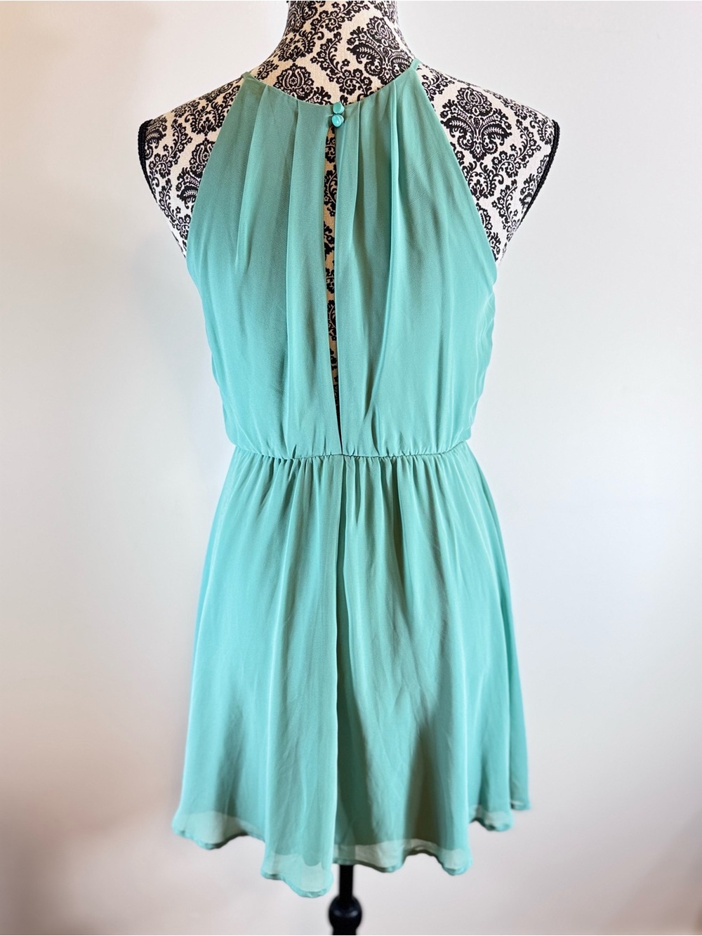 Lush Aqua Green Halter Light Flowy Mini Skater Dress size XS - Picture 3 of 7